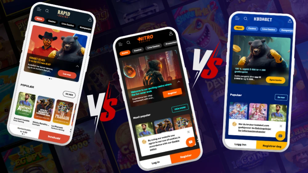 Rapid Casino vs 21 og Nitro Casino