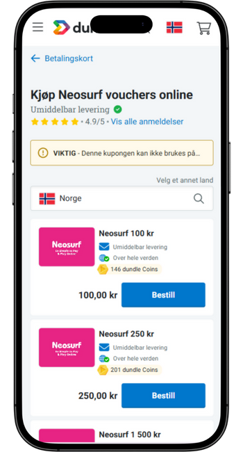 Slik Kjøper du Neosurf i Norge