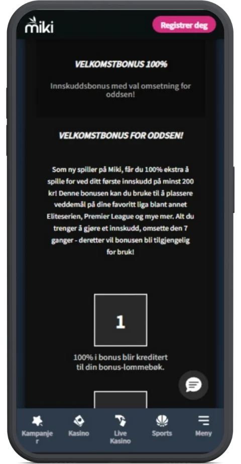 100% Bonus opptil 6 000 kr + 200 Freespins