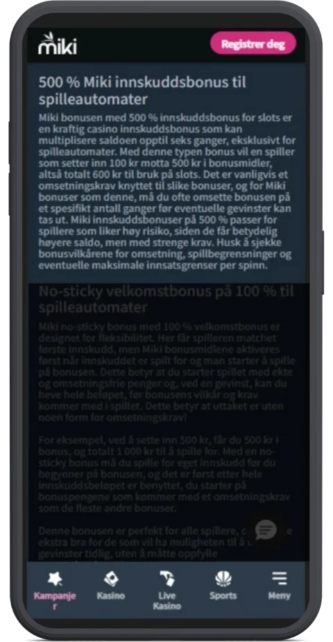 Alternativ bonus: 500% – Sett inn 200 kr, spill for 1 200 kr